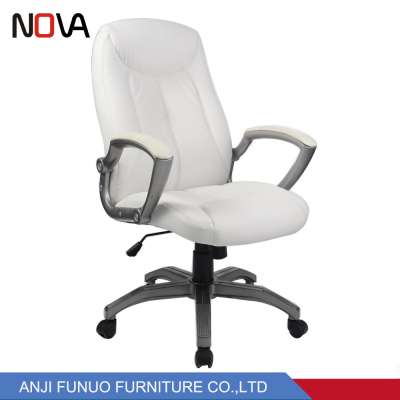 Nova White Executive Leather Ergonomic Staff Revolving Office Chair